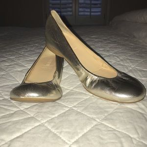 J Crew Gold Cece ballet flats 7 1/2